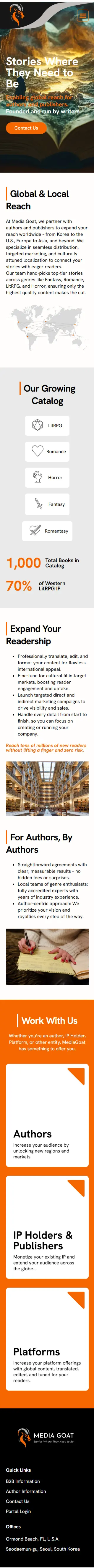 web design for mediagoat mobile view