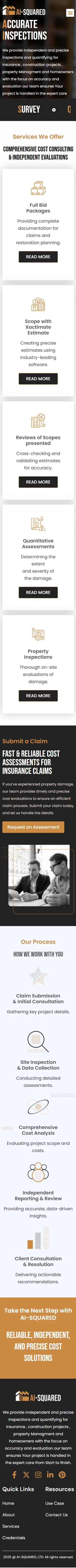 website development for ai squared mobile view