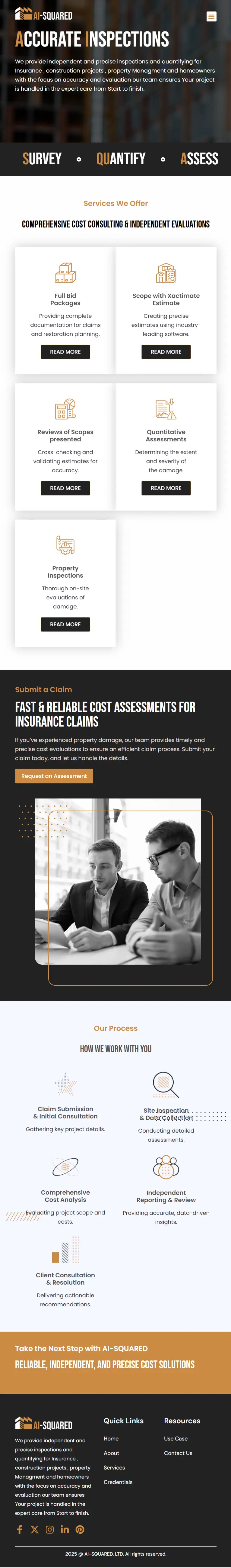 website development for ai squared tablet view