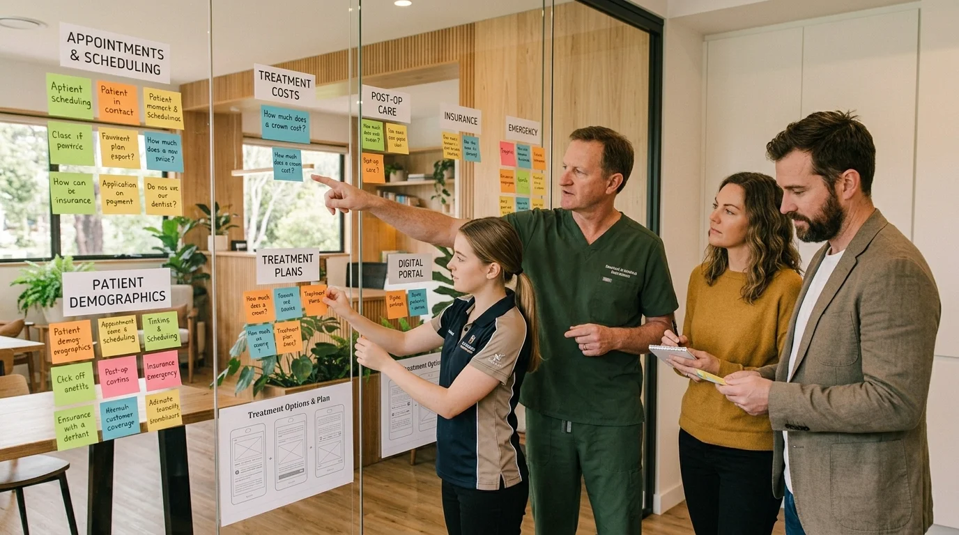 Team grouping patient questions into content themes