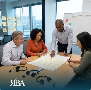 Sales team mapping common buyer questions