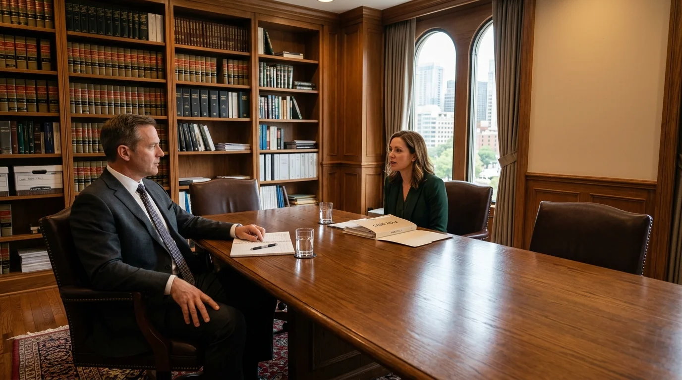 Shay Aaron Gilmore Law case study: attorney consulting with a client in a warm law office